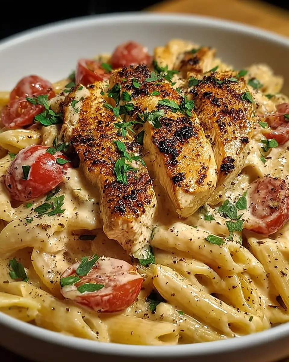 A delicious plate of Slow Cooker Cheesy Chicken Penne