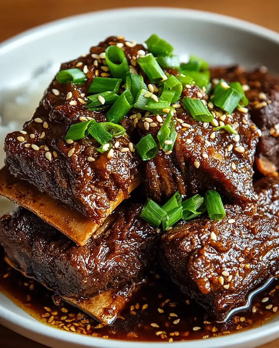 A delicious plate of Slow Cooker Korean Short Ribs