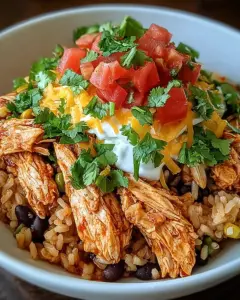 A delicious plate of Slow Cooker Taco Chicken and Rice