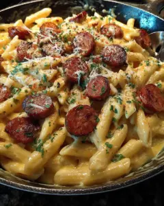 A delicious plate of Smoked Sausage Cajun Alfredo