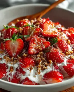 A delicious plate of Strawberry Crackle Salad