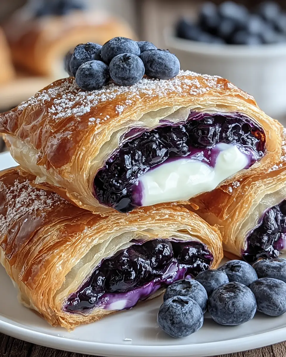 A delicious plate of Blueberry Cream Cheese Puff Pastry