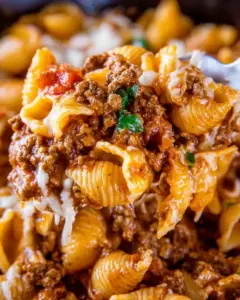 A delicious plate of Cheesy Taco Pasta Skillet