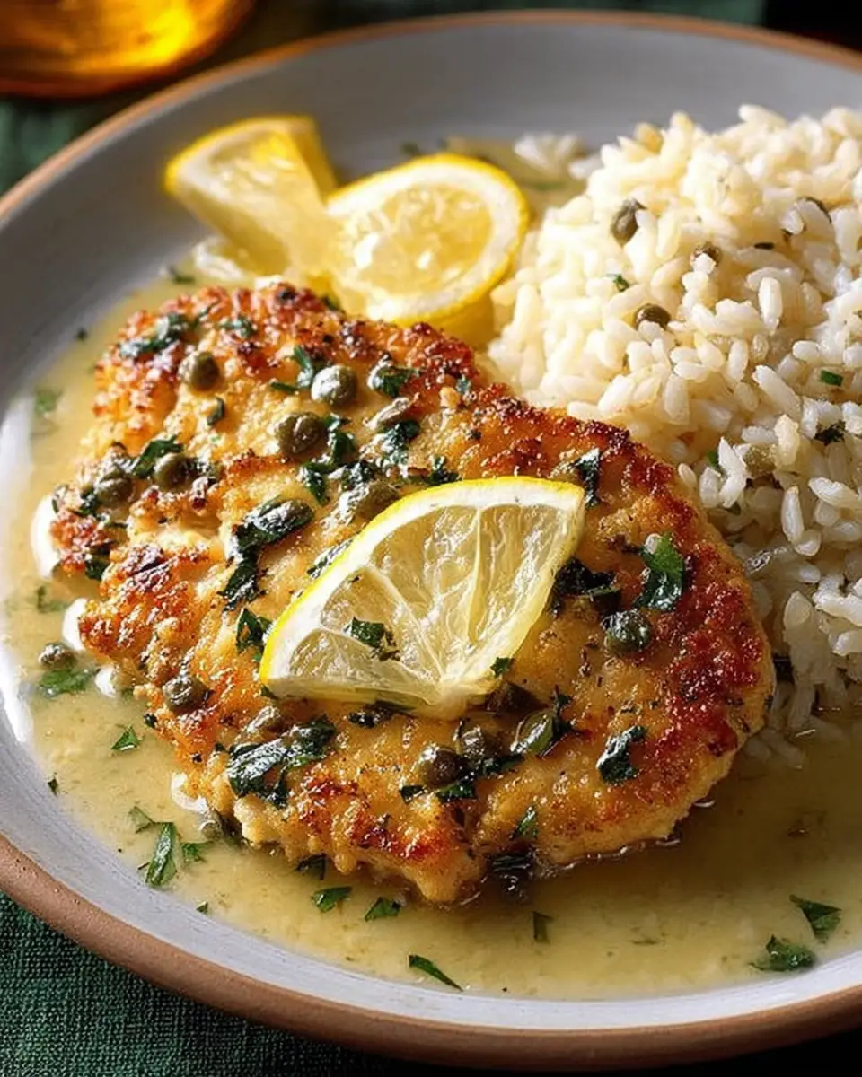 A delicious plate of Chicken Piccata with Lemon Sauce