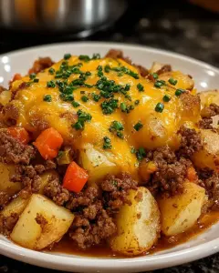 A delicious plate of Cowboy Beef & Potato Casserole