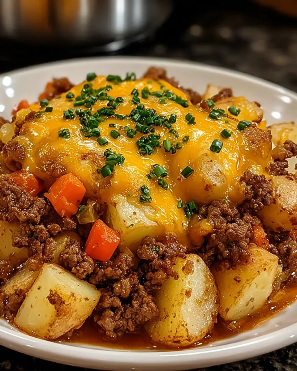 A delicious plate of Cowboy Beef & Potato Casserole