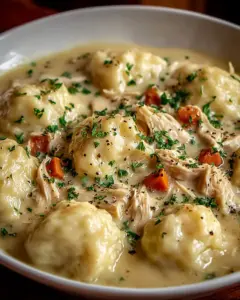 A delicious plate of Cracker Barrel Chicken and Dumplings