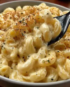 A delicious plate of Creamy Stovetop Macaroni Cheese
