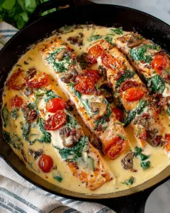 A delicious plate of Creamy Tuscan Salmon