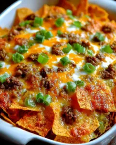 A delicious plate of Crispy Cheesy Dorito Casserole