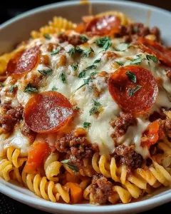 A delicious plate of Crockpot Pizza Casserole