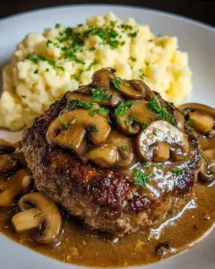 A delicious plate of Crockpot Salisbury Steak