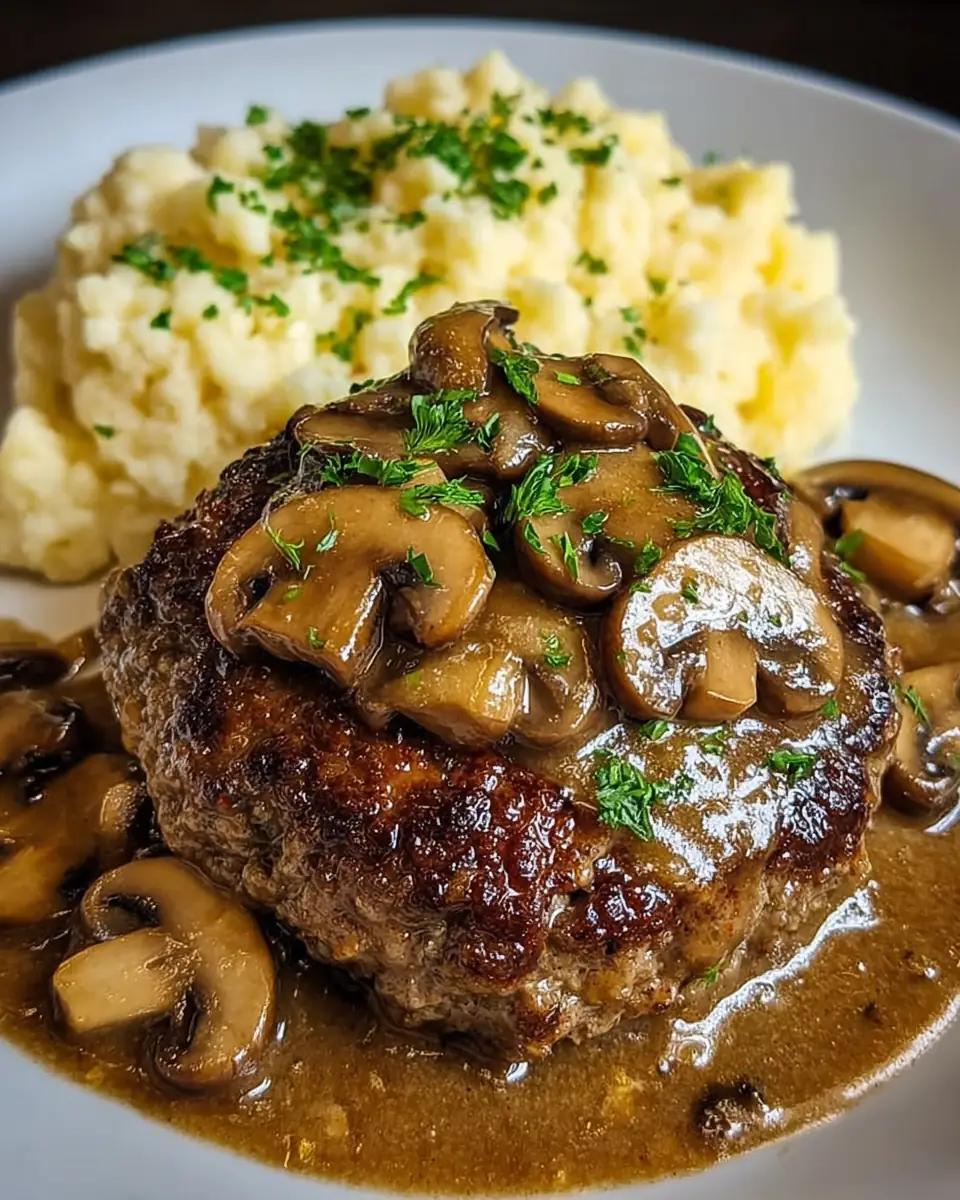 A delicious plate of Crockpot Salisbury Steak