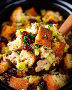 A delicious plate of Easy Crockpot Stuffing