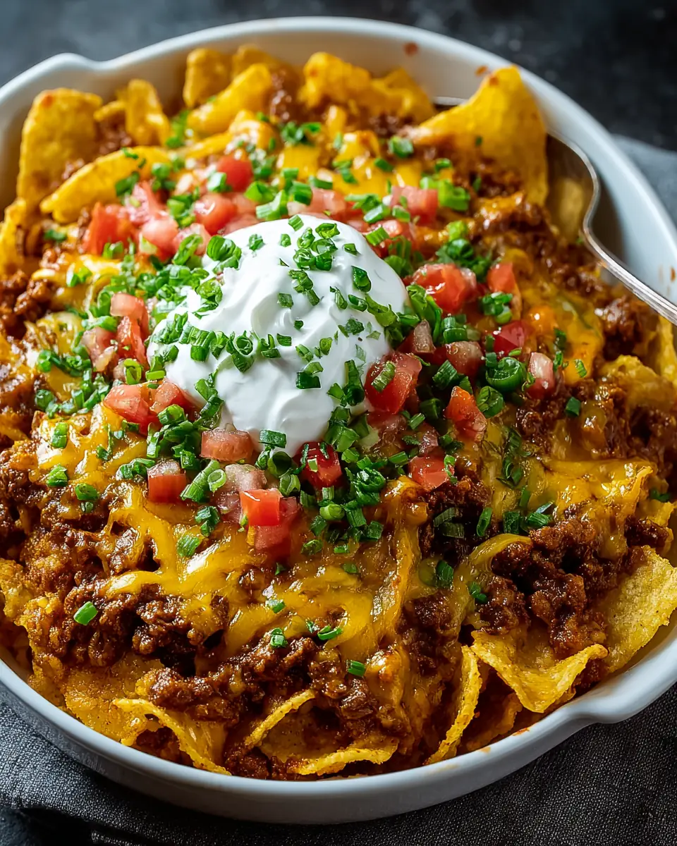 A delicious plate of Frito Pie Recipe