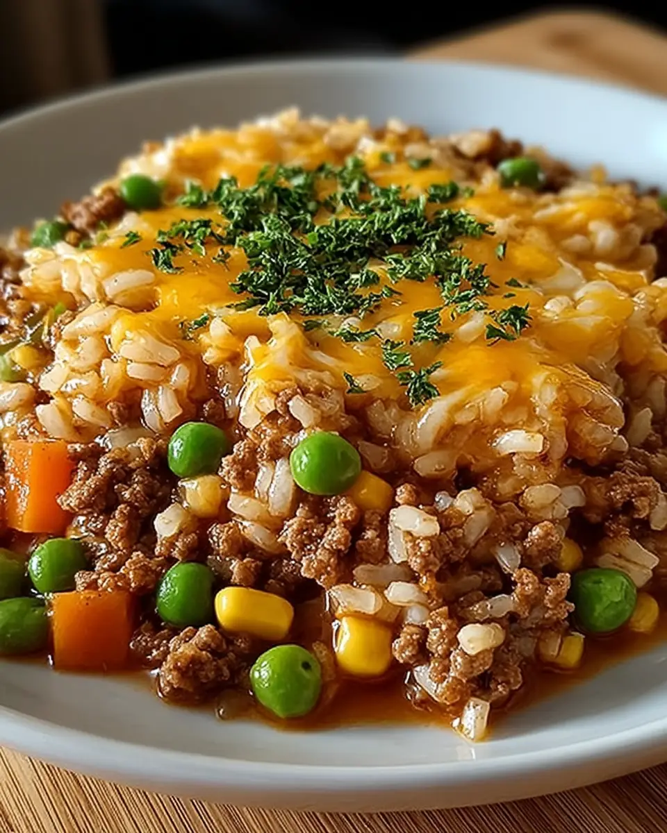 A delicious plate of Ground Beef and Rice Casserole