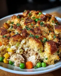 A delicious plate of Ground Beef and Stuffing Casserole