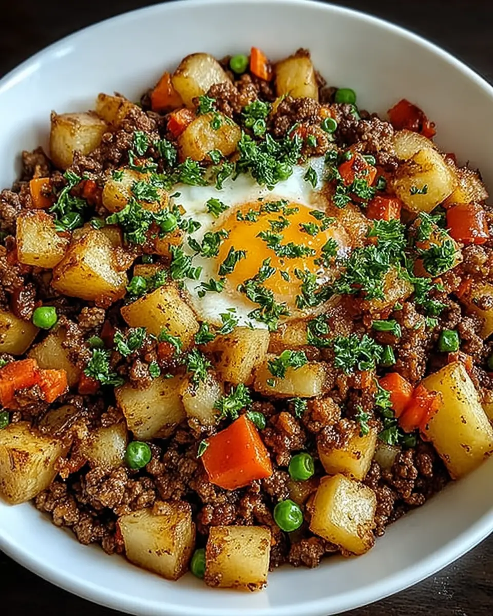 A delicious plate of Hamburger Hash