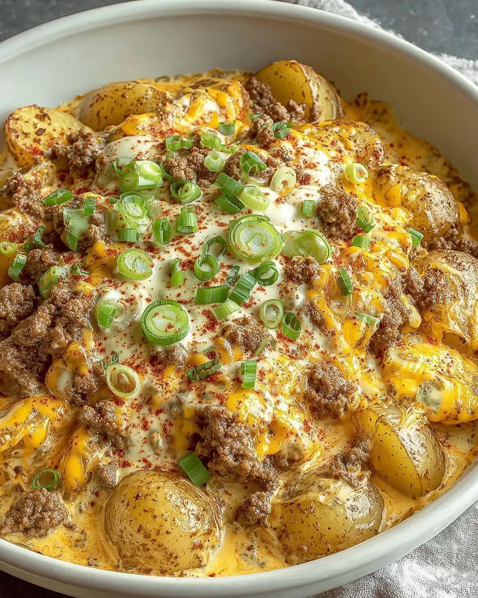 A delicious plate of Hamburger Potato Cheese Casserole