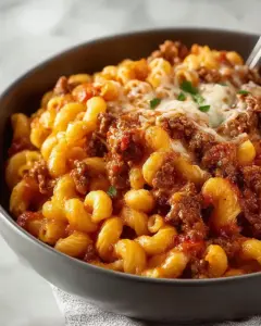 A delicious plate of Homemade Crockpot Ground Beef Pasta