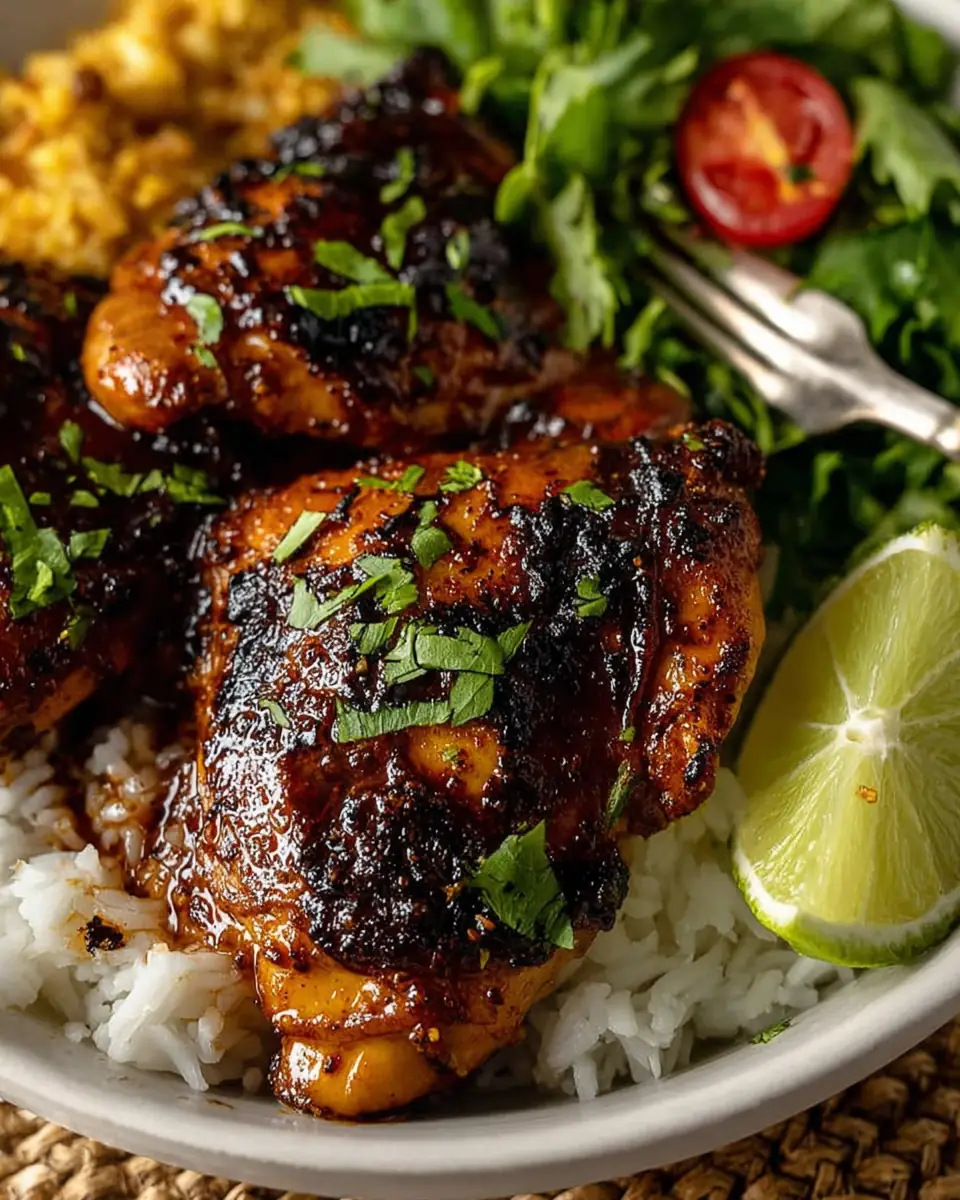A delicious plate of Honey Chipotle Chicken Thighs