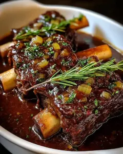 A delicious plate of Rustic Fall-Off-the-Bone Lamb Shanks Simmered in Deep Burgundy Wine Gravy