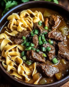 A delicious plate of Slow Cooker Beef Noodles