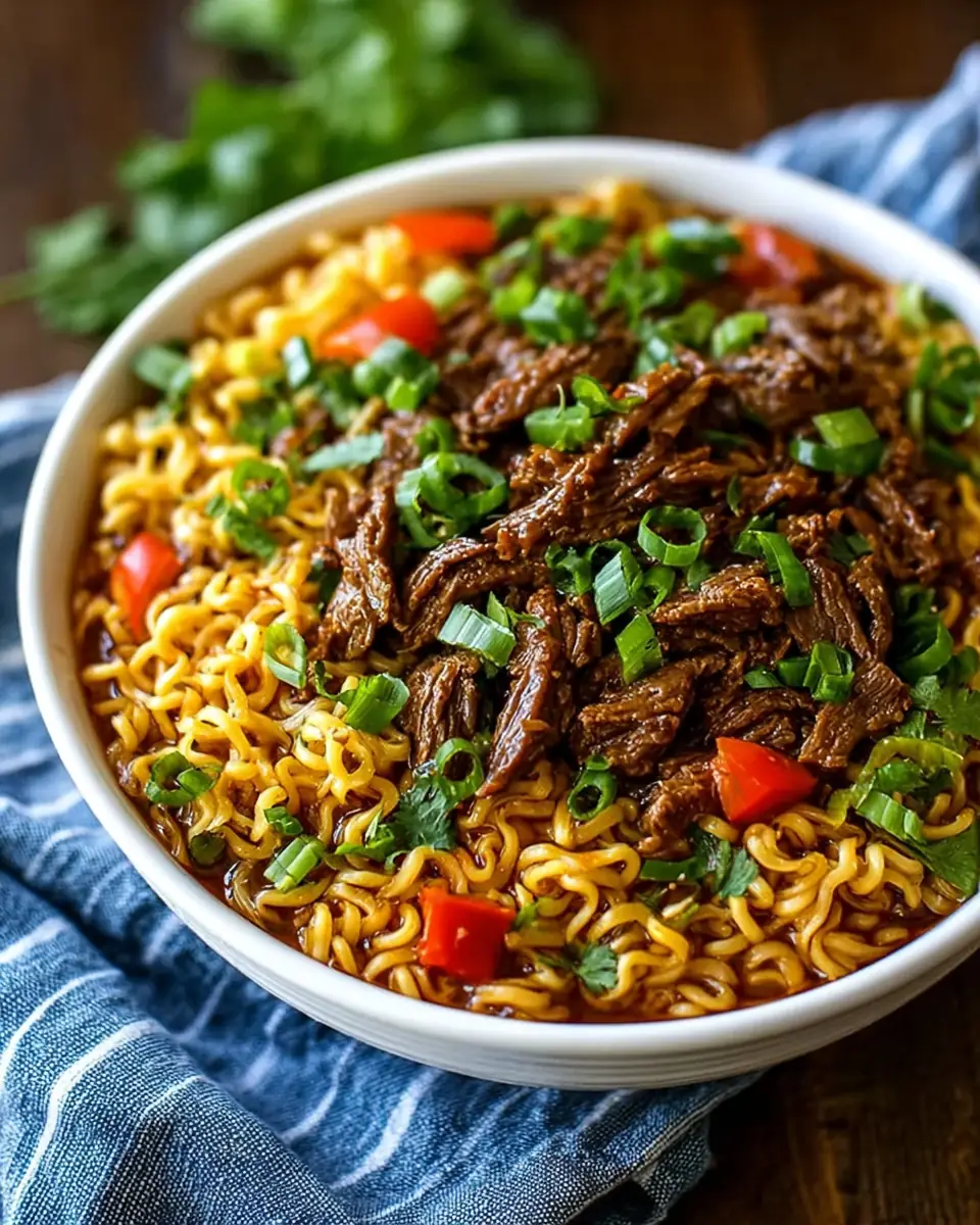 A delicious plate of Slow Cooker Beef Ramen