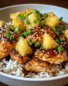 A delicious plate of Slow Cooker Pineapple Brown Sugar Chicken