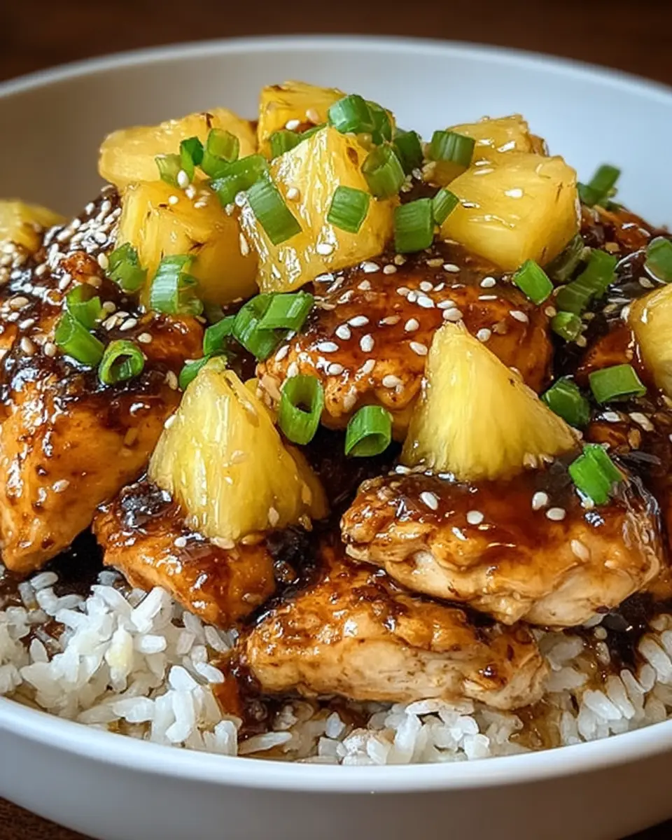 A delicious plate of Slow Cooker Pineapple Brown Sugar Chicken