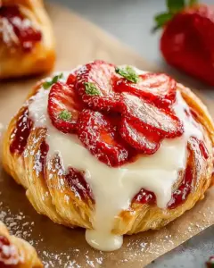 A delicious plate of Strawberry Cream Cheese Danish