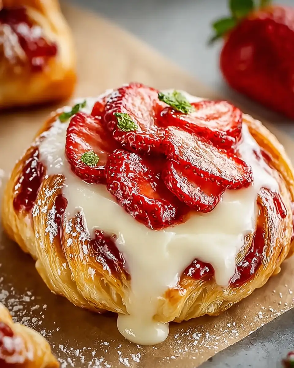 A delicious plate of Strawberry Cream Cheese Danish