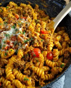 A delicious plate of Taco Pasta Skillet