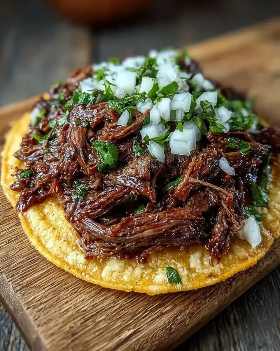 A delicious plate of Tender Beef Barbacoa Slow Cooker Recipe Easy for Perfect Tacos