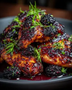 A delicious plate of Blackberry Chili Glazed Chicken Wings