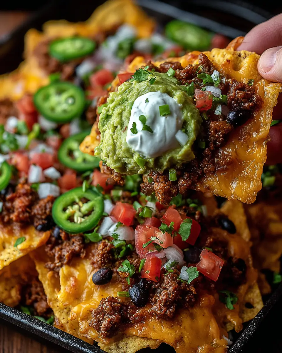 A delicious plate of Cheesy Loaded Nachos with Bold, Savory Goodness