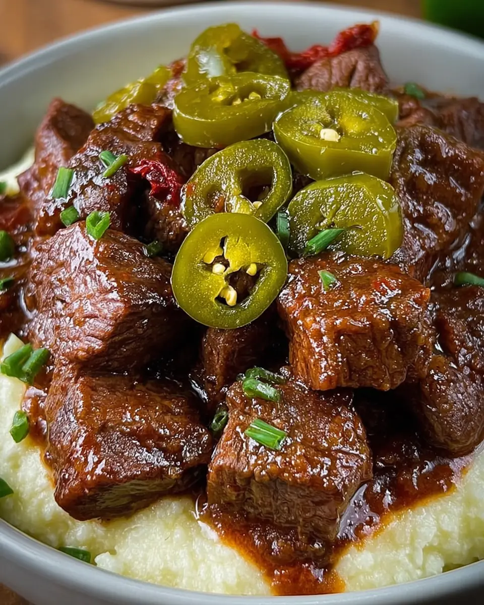 A delicious plate of Crockpot Mississippi Steak Bites