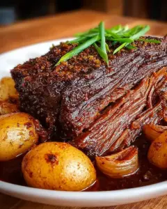 A delicious plate of Slow Cooked Beef Brisket