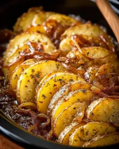 A delicious plate of Slow Cooker Lipton Onion Potatoes