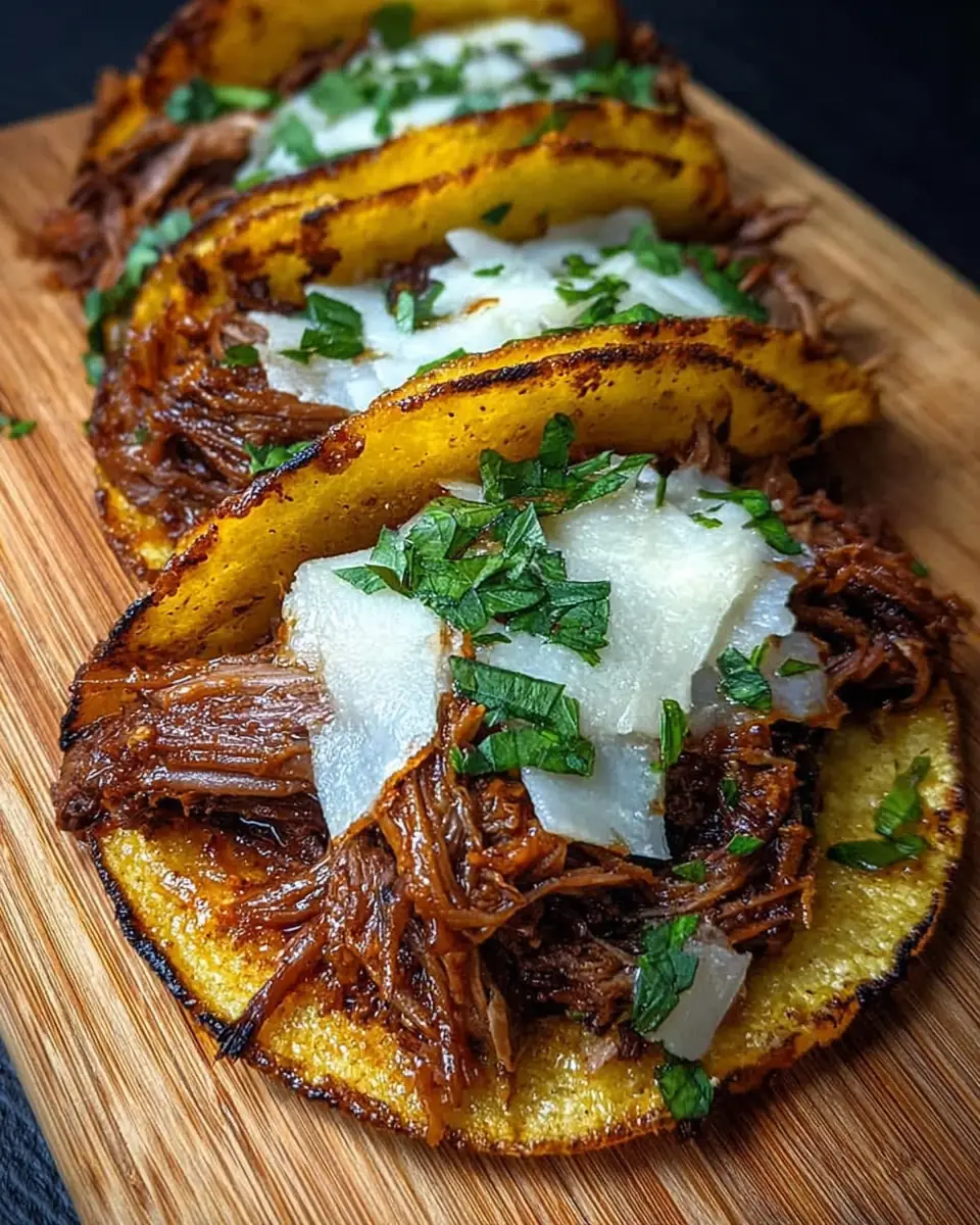 A delicious plate of Slow Cooker Shredded Beef Tacos